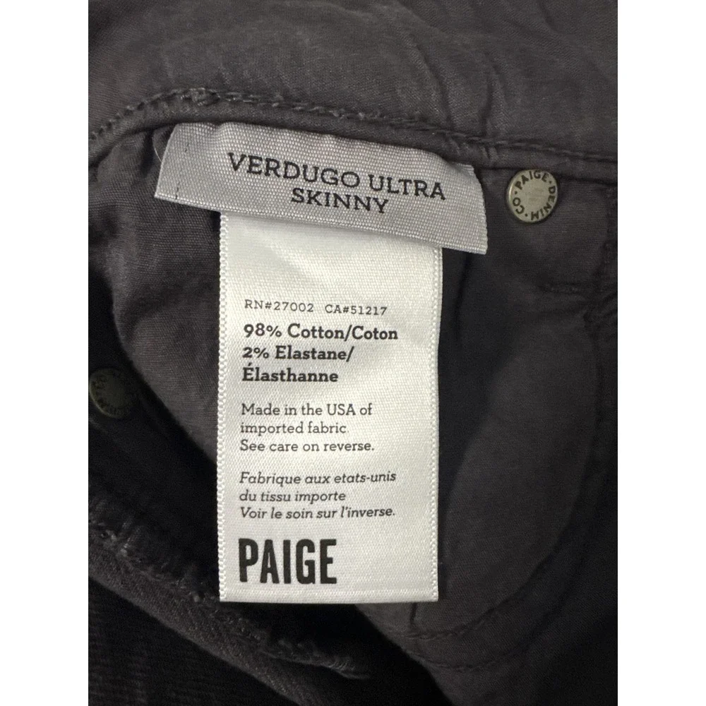 Paige Verdugo Ultra Slim Jeans Women's Black Splatter Size‎ 25